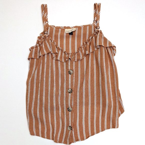 Universal Thread Tops - Universal Thread Striped Ruffle Burnt Orange Tank Top Summer Women's Size 2X